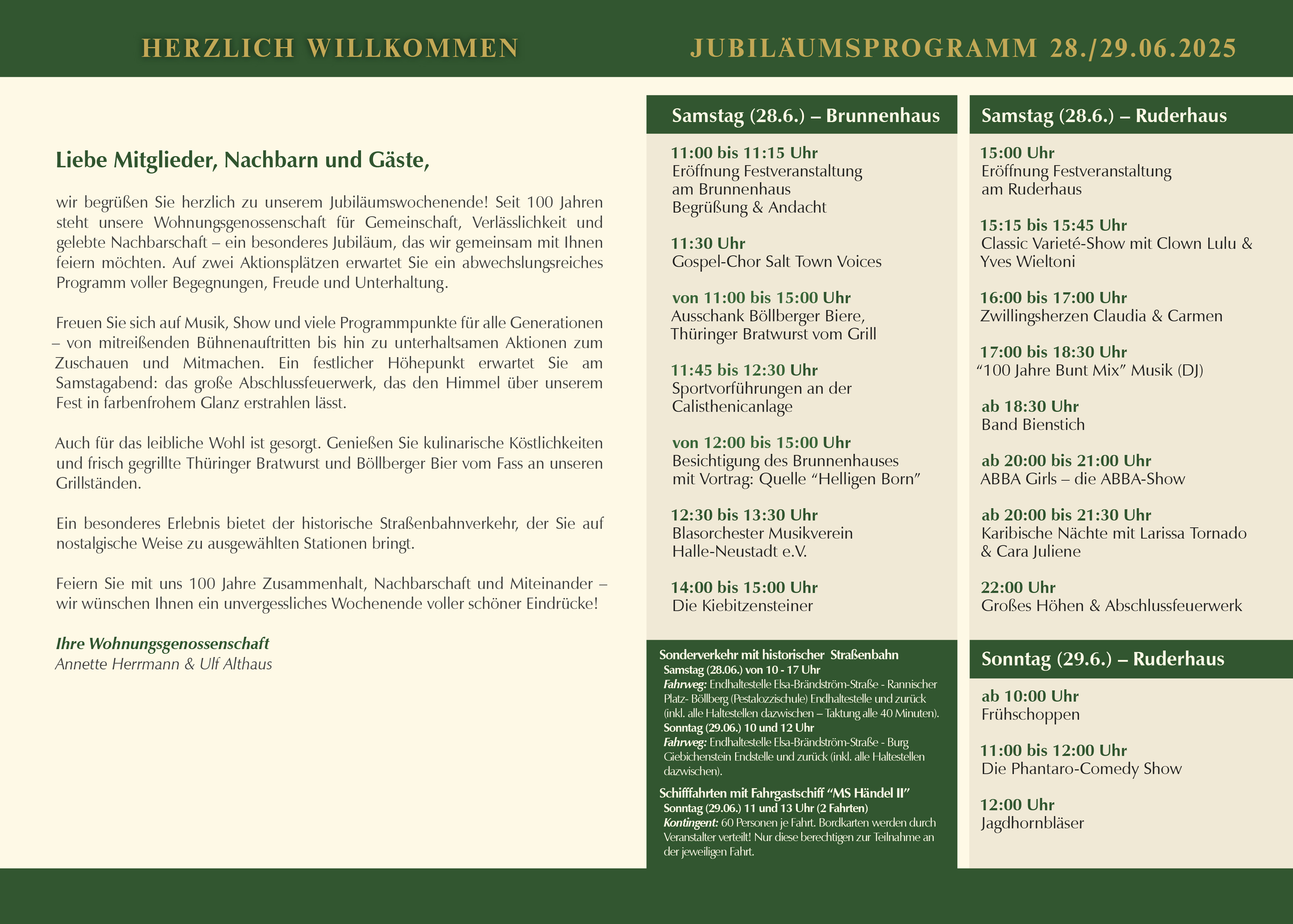 Flyer 100 Jahre - Programmablauf